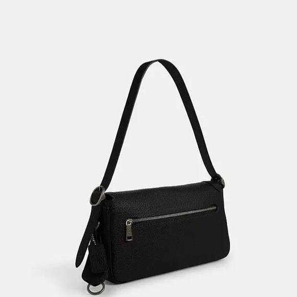 NWT Coach Etta Small Flap Shoulder Bag CCV64 Black Soft pebble leather - Picture 8 of 12